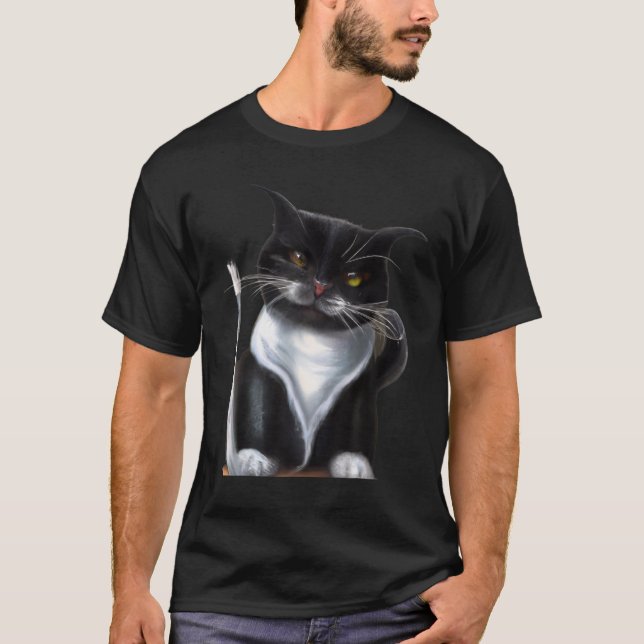 T-shirt Witty chaton artisanat meow kitty portrait chaton  (Devant)