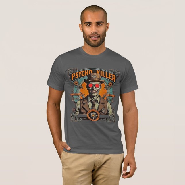 T-shirt Witty Retro Comic Art Steampunk Psycho Killer (Devant entier)