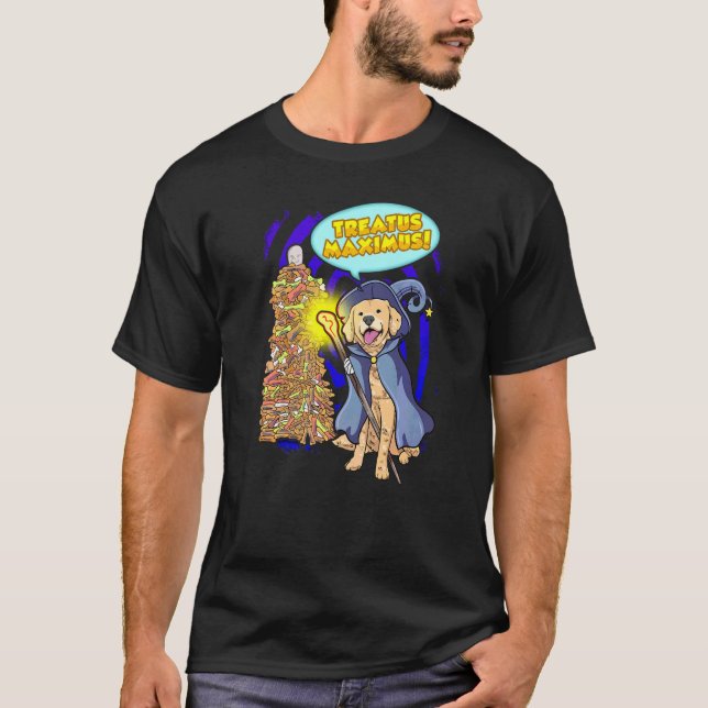 T-shirt Wizard Chien Golden Retriever Magic Wand Casting S (Devant)