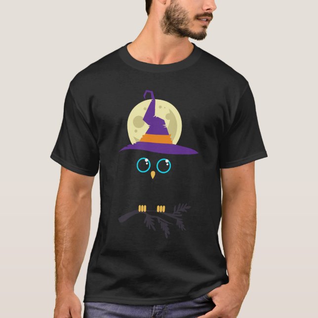 T-shirt Wizard Owl Black Art Moderne tendance (Devant)