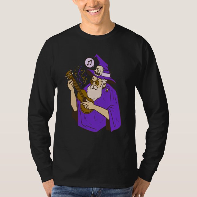 T-shirt wizard ukulele witch music playing guitar (Devant)