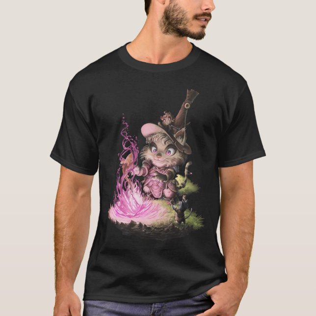 T-shirt Wizcat montre ses tours. (Devant)