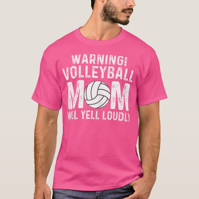 T-shirt Wo Attention Maman Volleyball hurlera Louely Volle (Devant)