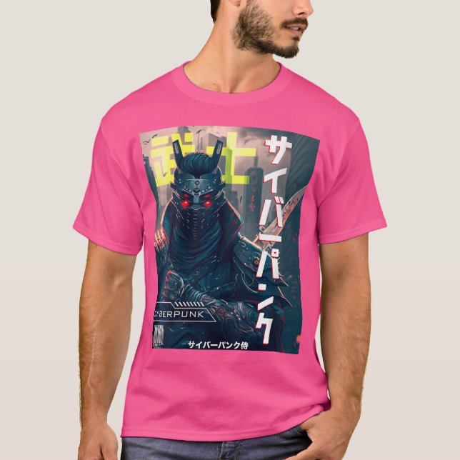 T-shirt Wo Cyborg Samurai Exo Suit Cyber Punk Magazine Art (Devant)