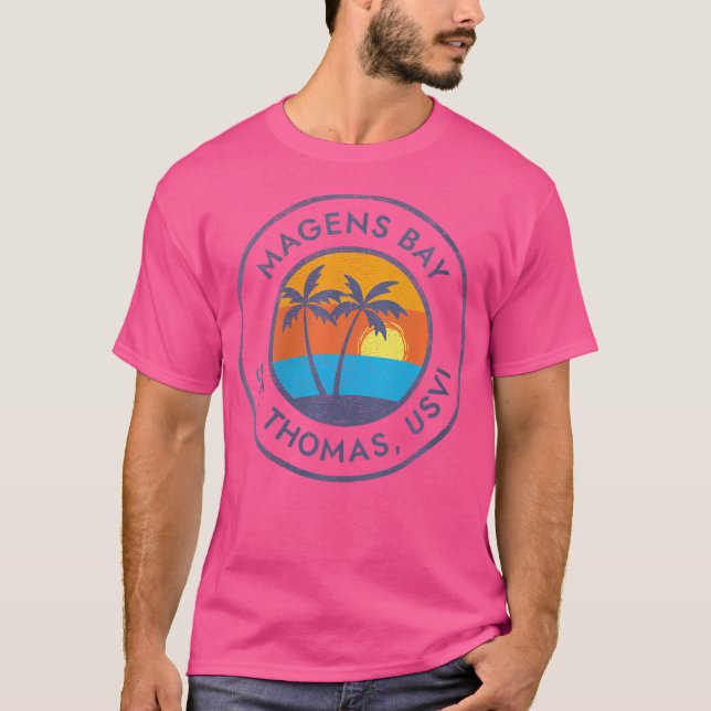 T-shirt Wo Magens Bay St Thomas Usvi Sunset Faded Distress (Devant)
