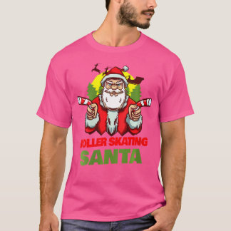 T-shirt Wo Roller Skating Santa Claus Christmas Holiday Ro