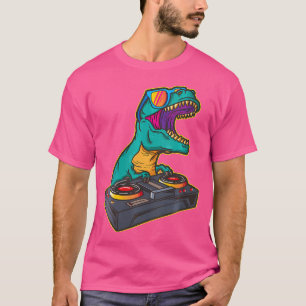 T-shirt Wo T Rex Dj Soirée Club Disque Jockey Gif Edm Dans