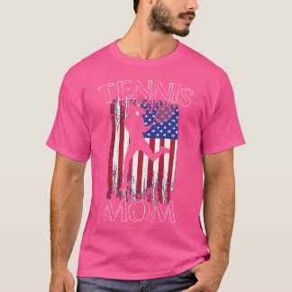 T-shirt Wo Tennis Maman Fun Patriotique Américain Drapeau