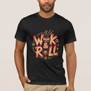 T-shirt Wok & Roll Dim Sum Cuisine Asiatique Vintage Rétro