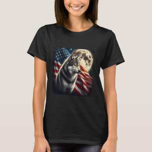 T-shirt Wolf 4 juillet Drapeau américain Alpha Wolf sous M