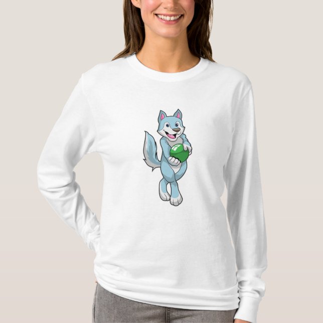 T-shirt Wolf à Bowling avec Bowling balle (Devant)