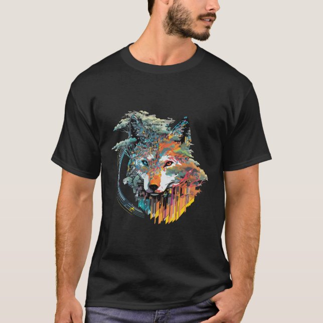 T-shirt Wolf Alpha Animal World Predator Wild Nature Art (Devant)