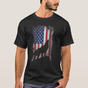 T-shirt Wolf American Flag Fier Patriot Wolf Lover