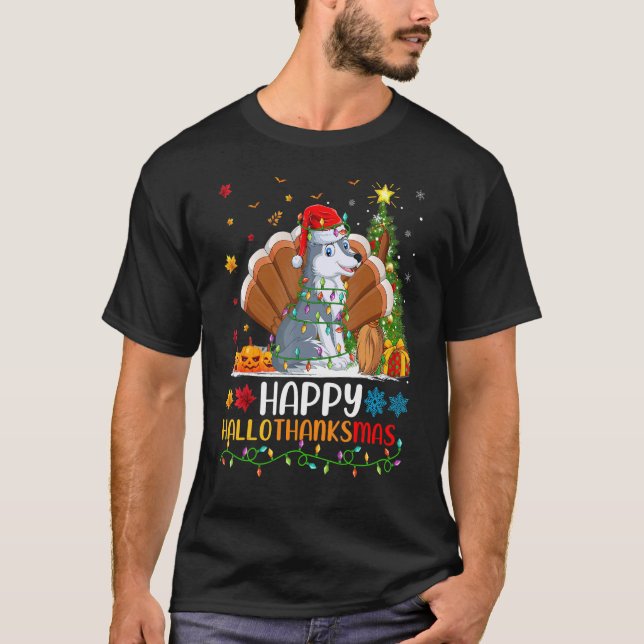 T-shirt Wolf Animal Heureux Loup Hellothanksmas (Devant)