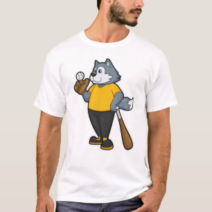 T-shirt Wolf au baseball avec batte de baseball