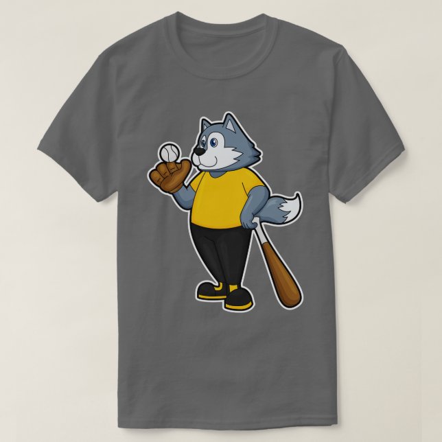 T-shirt Wolf au baseball avec batte de baseball (Design devant)