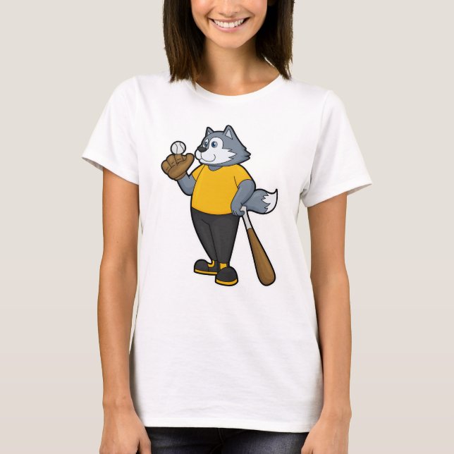 T-shirt Wolf au baseball avec batte de baseball (Devant)