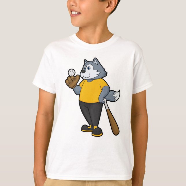 T-shirt Wolf au baseball avec batte de baseball (Devant)