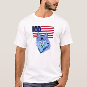 T-shirt Wolf avec drapeau américain