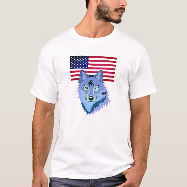 T-shirt Wolf avec drapeau américain (Devant)