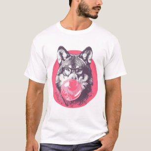 T-shirt Wolf avec lunettes et gomme à bulles