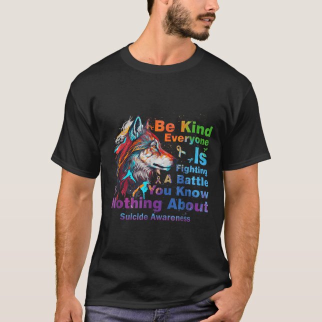 T-shirt Wolf Be Kind Suicide Awareness Mental Health Suprt (Devant)