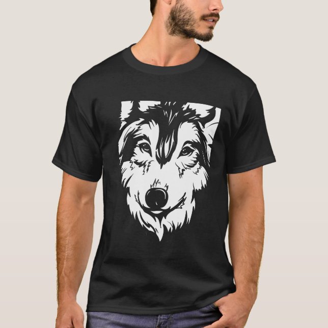 T-shirt Wolf Black Art Illustration Moderne tendance (Devant)