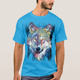 T-shirt Wolf bleu Chemise de dessin couleur Wolf