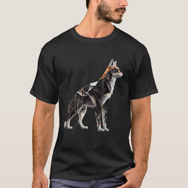 T-shirt Wolf City Architecture Animal Wolf (Devant)