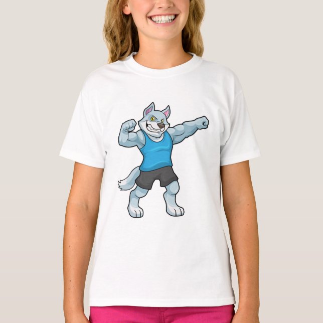 T-shirt Wolf comme Bodybuilder avec les gros bras supérieu (Devant)