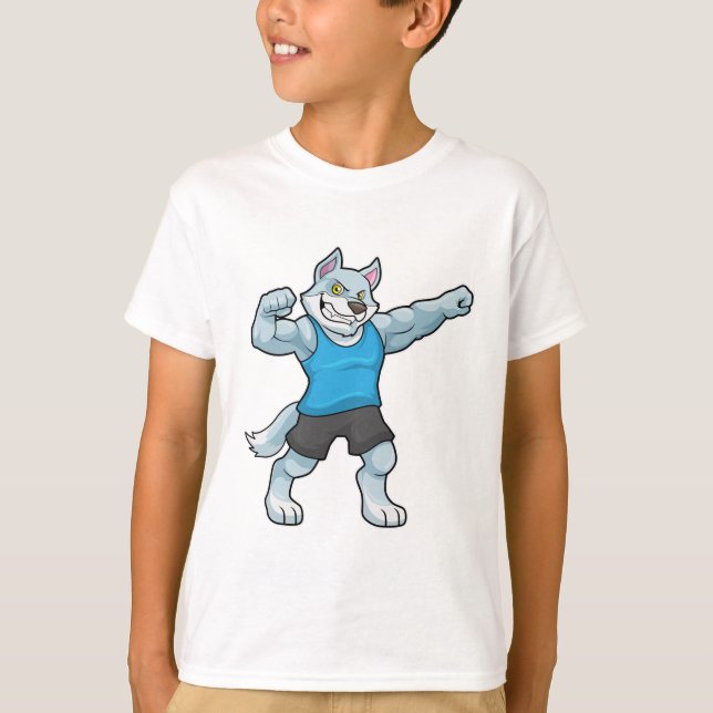 T-shirt Wolf comme Bodybuilder avec les gros bras supérieu (Devant)