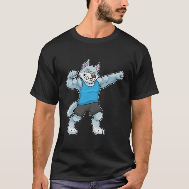 T-shirt Wolf comme Bodybuilder avec les gros bras supérieu (Devant)