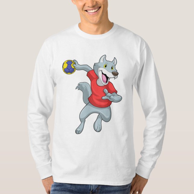 T-shirt Wolf comme joueur de handball avec Handball (Devant)
