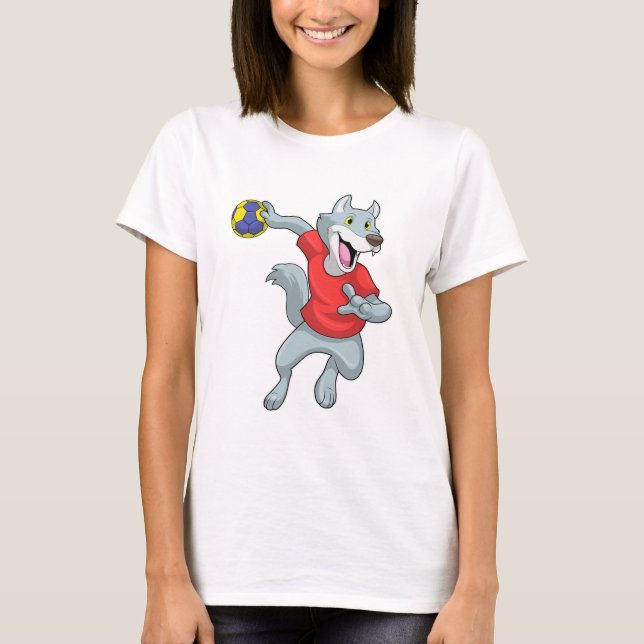 T-shirt Wolf comme joueur de handball avec Handball (Devant)