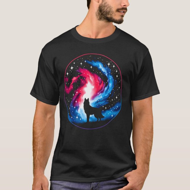 T-shirt Wolf cosmique cool Galaxie Graphique (Devant)
