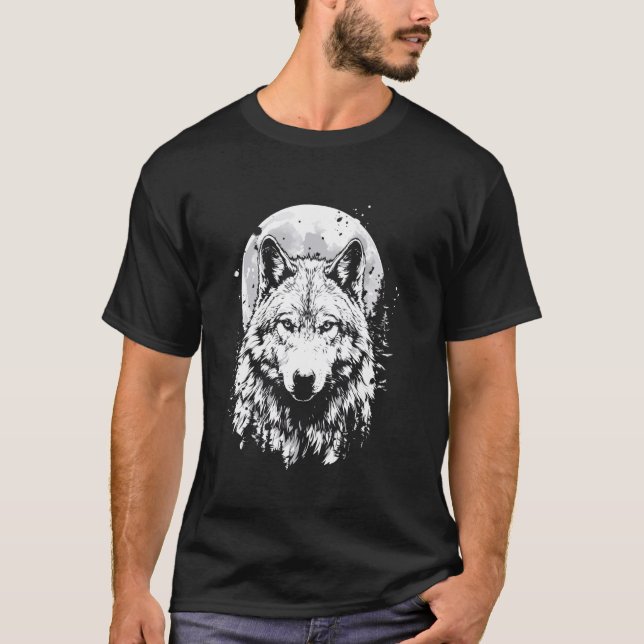 T-shirt Wolf design rétro Moon Grey Howling désespéré (Devant)