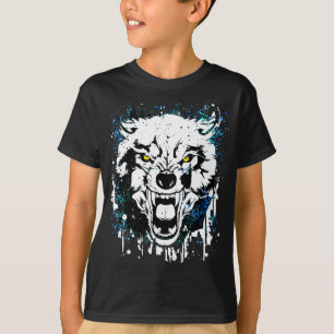 T-shirt Wolf   Dessin de loup coloré   bleu foncé