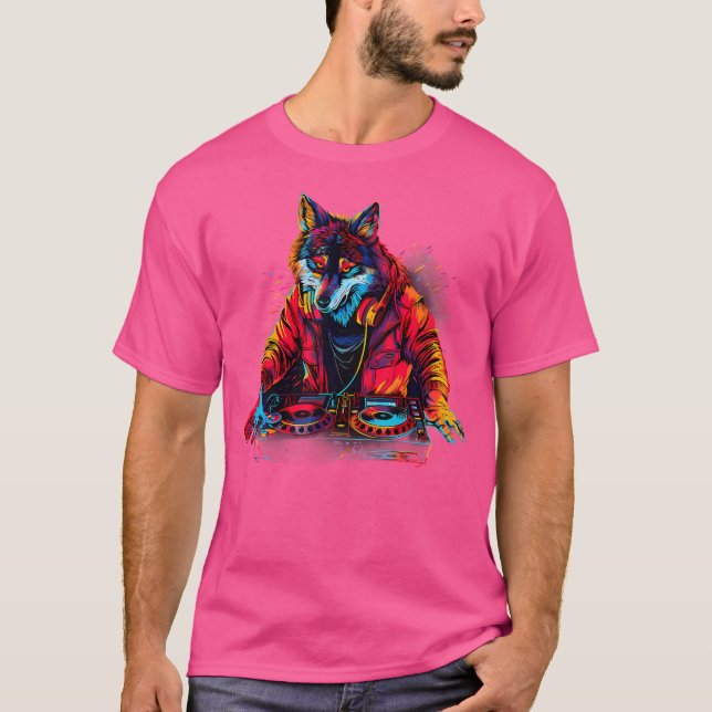 T-shirt Wolf Dj Dance Producteur De Musique Edm Tourne-dis (Devant)