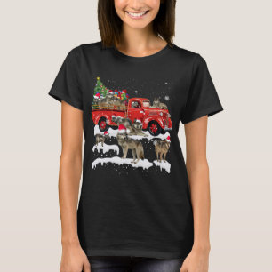 T-shirt Wolf équitation Camion Rouge Joyeux Noël Noël X ma