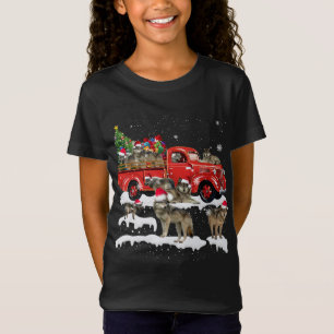 T-Shirt Wolf équitation Camion Rouge Joyeux Noël Noël X ma