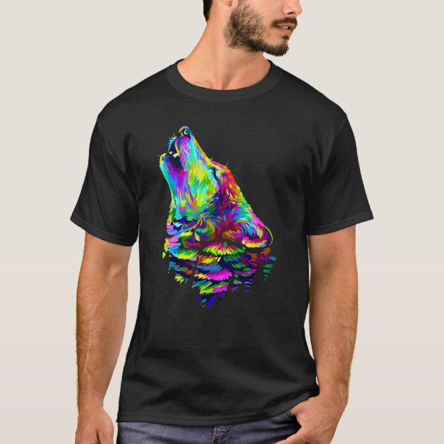 T-shirt Wolf Faune Loups colorés Animaux sauvages (Devant)