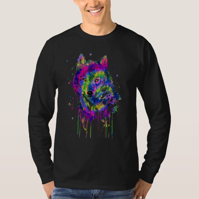 T-shirt Wolf For Men Wolf Women Wolf Moon Tie Dye (Devant)