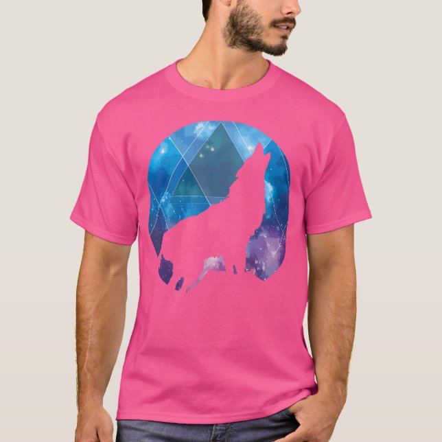 T-shirt Wolf Galaxy Espace géométrique Art Wolf Loups Wolf (Devant)