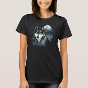 T-shirt Wolf Grey Wolf Chasse Terrain Icy Moon Forest Gal