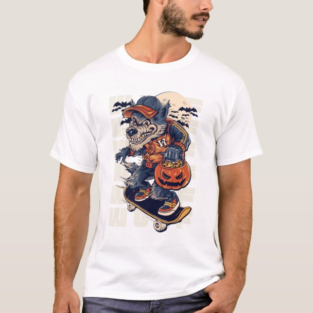 T-shirt Wolf Halloween Patinage (Devant)
