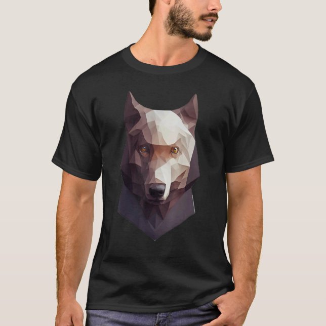 T-shirt Wolf Head Low Poly Polygon Wolves Géométrique (Devant)