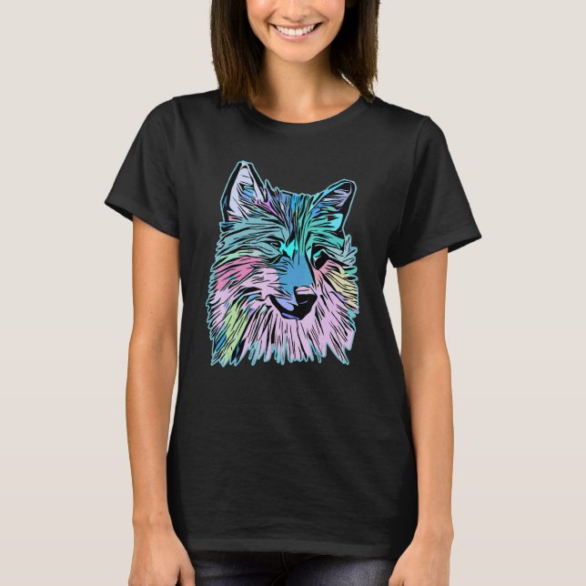 T-shirt Wolf head predator face imprint with wild animal (Devant)