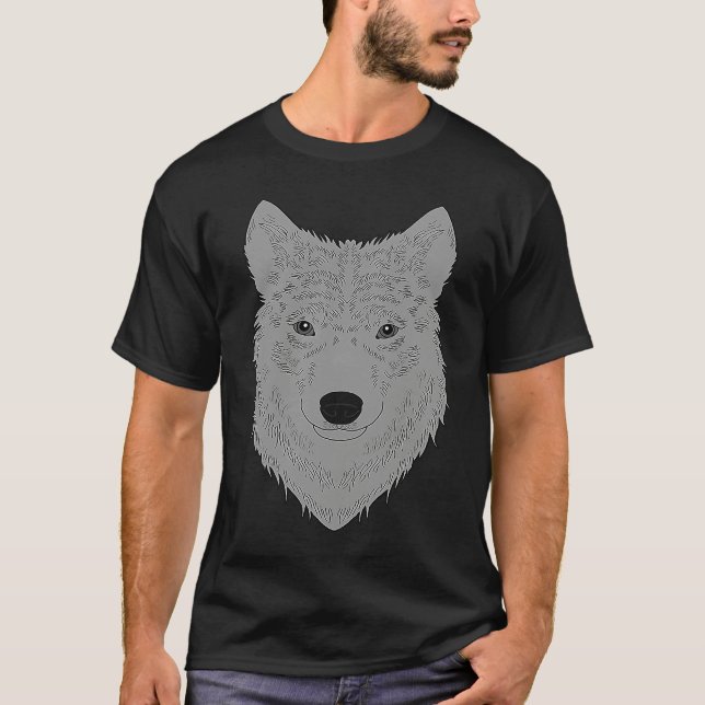 T-shirt Wolf head predator face imprint with wild animal   (Devant)
