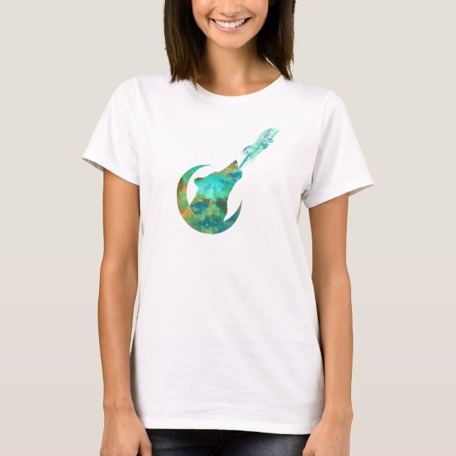 T-shirt Wolf Howling à Galaxy (Devant)