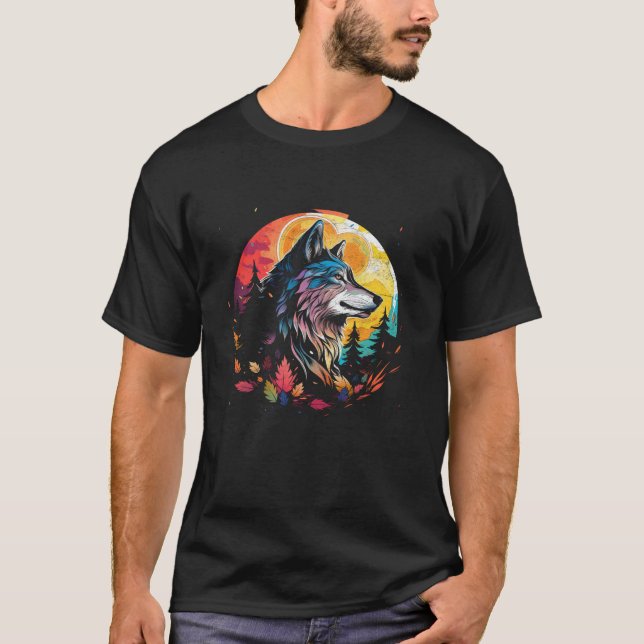 T-shirt Wolf Howling à la lune Kawaii Kid s Alaskan Wild (Devant)